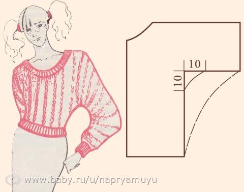 Как связать цельнокроеным рукавом Как связать цельнокроеным рукавом