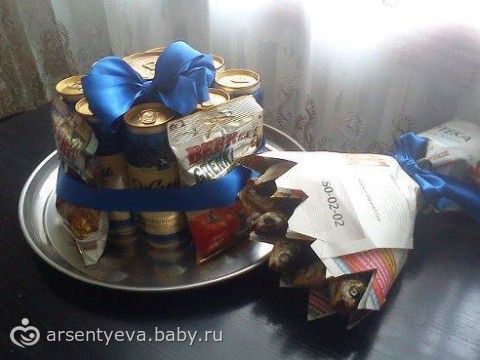 Торт из банок пива пошагово