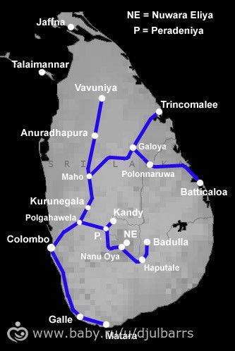 Карта поездов на шри ланке