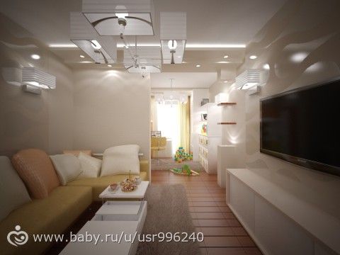 варианты дизайна зала.визуализация вариант №2