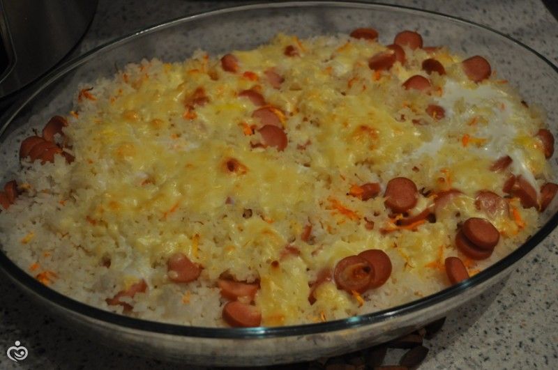 Запеканка из риса с сосисками Запеканка из риса с сосисками