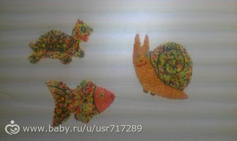 Рыбка, черепашка и улитка из бисера